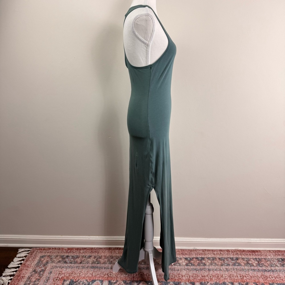 Lululemon Sleeveless Maxi Dress Crisscross Racerback Green Grey Side Slit Slim - Picture 2 of 10